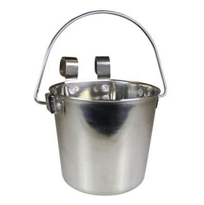 Image showing  Pail Dishwasher Safe Stainless Steel Flat-Sided Hook-On Pet Bowl with Rivets, 4 Cups, 1 pk.