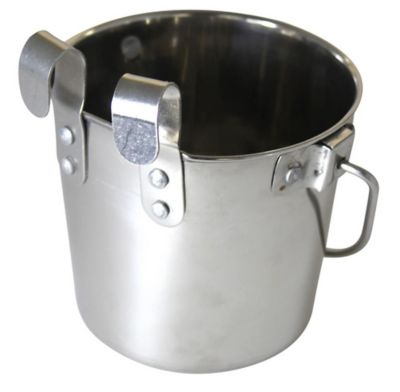 Image showing  Pail Dishwasher Safe Stainless Steel Flat-Sided Hook-On Pet Bowl with Rivets, 4 Cups, 1 pk.