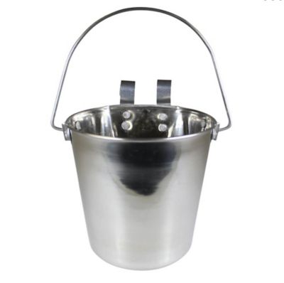 Image showing  Pail Dishwasher Safe Stainless Steel Flat-Sided Hook-On Pet Bowl with Rivets, 4 Cups, 1 pk.