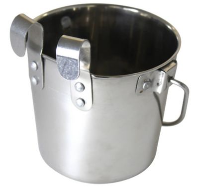 Image showing  Pail Dishwasher Safe Stainless Steel Flat-Sided Hook-On Pet Bowl with Rivets, 52 Cups