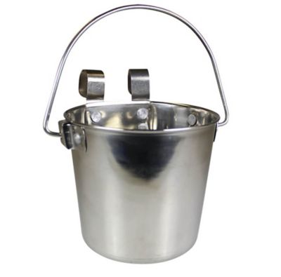 Image showing  24-Cup Pail Dishwasher-Safe Stainless Steel Flat-Sided Hook-On Pet Bowl with Rivets