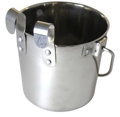 Image showing  Pail Dishwasher Safe Stainless Steel Flat-Sided Hook-On Pet Bowl with Rivets, 36 Cups, 1 pk.