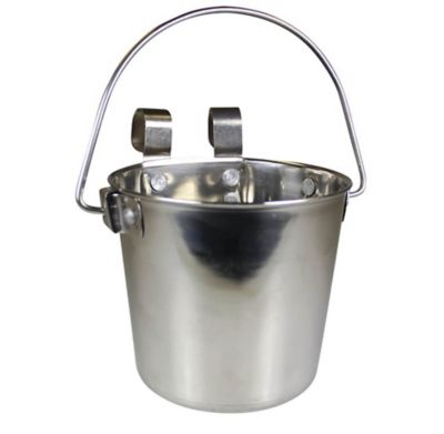 Image showing  Pail Dishwasher Safe Stainless Steel Flat-Sided Hook-On Pet Bowl with Rivets, 36 Cups, 1 pk.