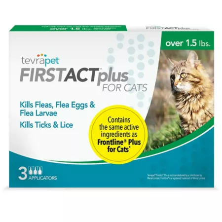 FirstAct TevraPet FirstAct Plus Topical Flea and Tick Treatment for Cats Over 1.5 lbs 3 ct Cat Flea & Tick Topical Treatments