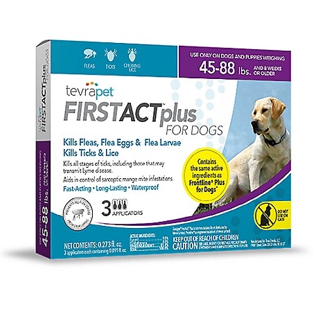 FirstAct TevraPet Plus Flea and Tick Topical Treatment for Dogs 45-88 lb., 3 ct.