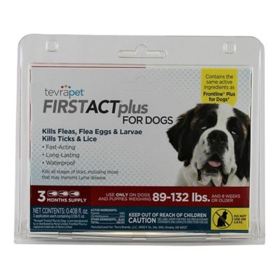 FirstAct TevraPet FirstAct Plus Flea and Tick Topical Treatment for Dogs 89-132 lb., 3 ct.