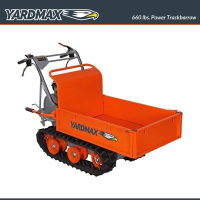 YARDMAX 4 cu. ft. 660 lb. Capacity 208cc Flatbed Power Trackbarrow with Gas Shock Assist