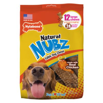 NUBZ Nylabone Natural Chicken Dog Treats 12 ct. Large, 30+ Ib.
