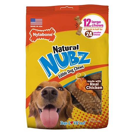 NUBZ Nylabone Natural Chicken Dog Treats 12 ct. Large, 30+ Ib.