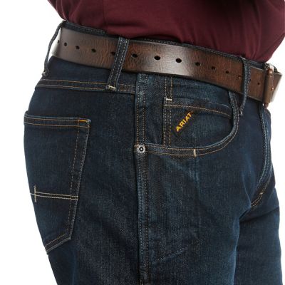 Image showing  Men's Stretch Fit Low-Rise Rebar M5 Slim DuraStretch Edge Stackable Straight Leg Jeans, Dark Blue