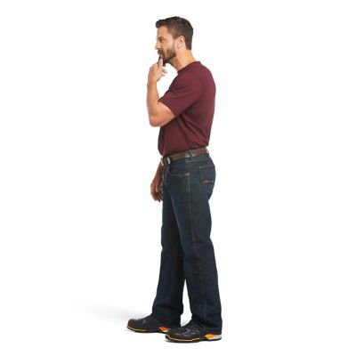 Image showing  Men's Stretch Fit Low-Rise Rebar M5 Slim DuraStretch Edge Stackable Straight Leg Jeans, Dark Blue