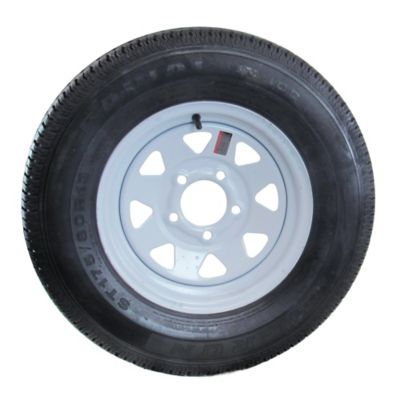 Image showing  ST175/80R13 6PR ST100 Radial Trailer Tire and 13 x 4.5 5.4.5 Wheel Assembly, White