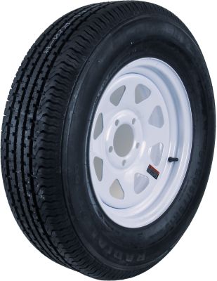 Image showing  ST205/75R15 8PR ST100 Radial Trailer Tire and 15x5 5-4.5 Wheel Assembly, White