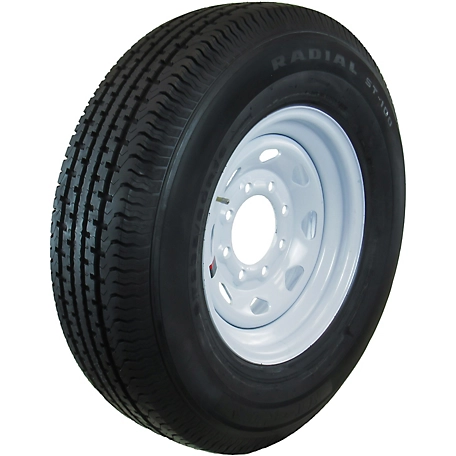 Hi-Run ST235/80R16 10PR ST100 Radial Trailer Tire and 16x6 8-6.5HD Wheel Assembly, White