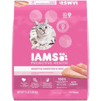 Iams IAMS PROACTIVE HEALTH Adult Sensitive Digestion & Skin, Dry Cat Food with Turkey Cat Kibble