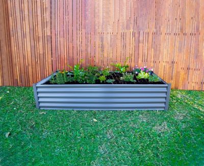Image showing  Galvanized Metal Rectangular Raised Garden Bed, 78 x 39.3 x 16in., Gray