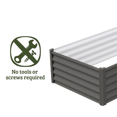 Image showing  Galvanized Metal Rectangular Raised Garden Bed, 78 x 39.3 x 16in., Gray