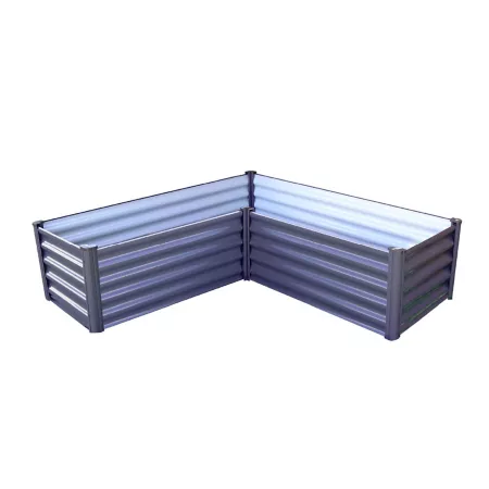 The Organic Garden Co Galvanized Metal Raised Garden Bed Gray 60 in x 60 in x 12 in L-Shaped Raised Garden Beds