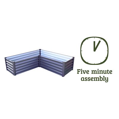 Image showing  Galvanized Metal Raised Garden Bed, Gray, 60 in. x 60 in. x 12 in., L-Shaped