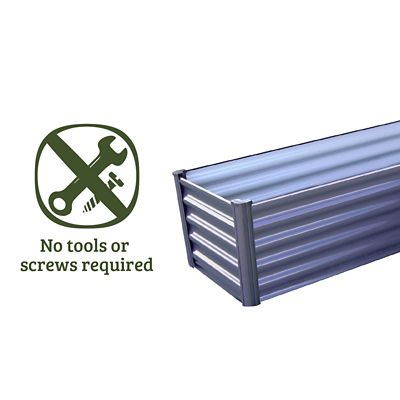 Image showing  Galvanized Metal Raised Garden Bed, Gray, 60 in. x 60 in. x 12 in., L-Shaped