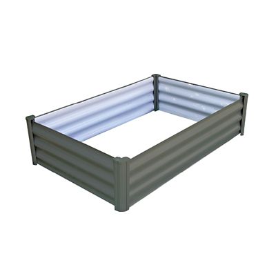 The Organic Garden Co. Rectangular Raised Garden Bed, Galvanized Metal, Gray, 48 in. x 36 in. x 12 in.