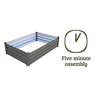 Image showing  Galvanized Metal Rectangular Raised Garden Bed, 48 x 36 x 12in., Gray