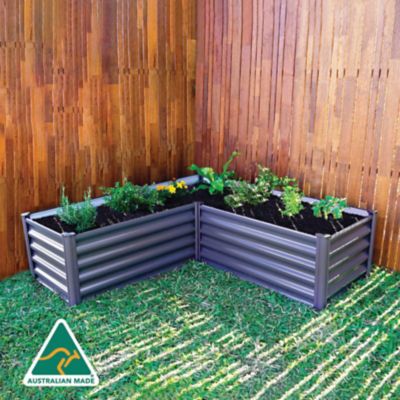 Image showing  Galvanized Metal Raised Garden Bed, Gray, 48 in. x 12 in. x 12 in., L-Shaped