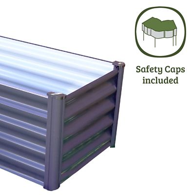 Image showing 6 th The Organic Garden Co. Galvanized Metal Raised Garden Bed, Gray, 48 in. x 12 in. x 12 in., L-Shaped