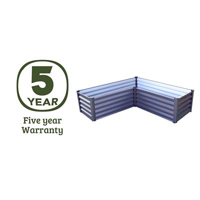 Image showing 8 th The Organic Garden Co. Galvanized Metal Raised Garden Bed, Gray, 48 in. x 12 in. x 12 in., L-Shaped