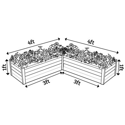Image showing 9 th The Organic Garden Co. Galvanized Metal Raised Garden Bed, Gray, 48 in. x 12 in. x 12 in., L-Shaped
