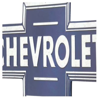 Image showing  Blue Bowtie Logo Tin Metal Wall Art Sign, 28 in.