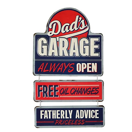 Open Road Brands Dad's Garage Always Open Linked Metal Sign, 15 in. x 9 in.