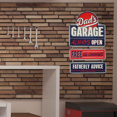 Image showing  Dad's Garage Always Open Linked Metal Sign, 15 in. x 9 in.