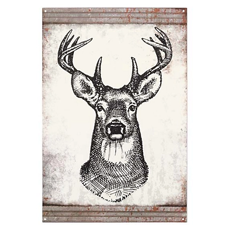 Open Road Brands Deer Sketch Embossed Tin Sign, 18.5 in. x 12.5 in.
