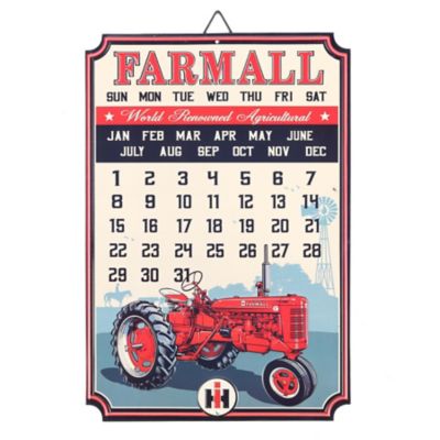 Farmall International Harvester Perpetual Calendar Embossed Metal Sign