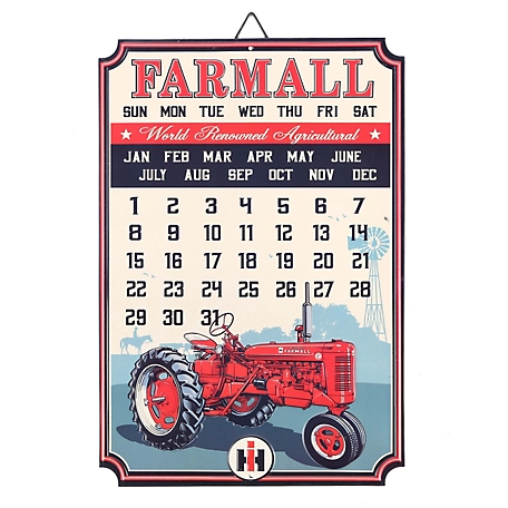 Farmall International Harvester Perpetual Calendar Embossed Metal Sign