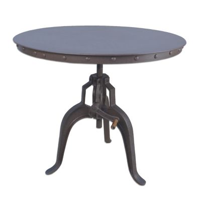 Carolina Chair & Table Mundra Industrial Round Adjustable Crank Table for 4 People, 30 to 36 in.