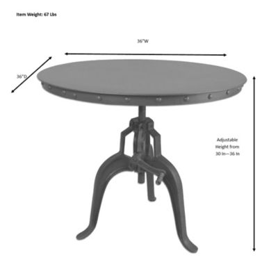 Image showing  Mundra Industrial Round Adjustable Crank Table for 4 People, 30 to 36 in.