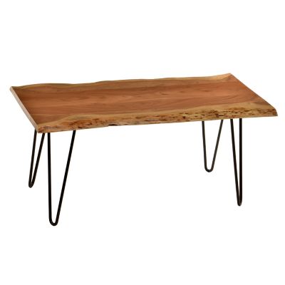 Carolina Chair & Table Seti Live Edge Coffee Table/Bench, Natural/Black
