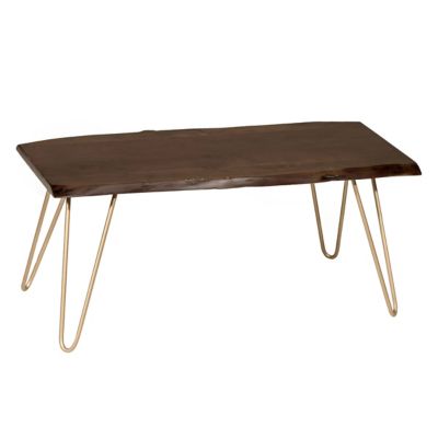 Carolina Chair & Table Seti Live Edge Rectangular Coffee Table/Bench, Natural/Black