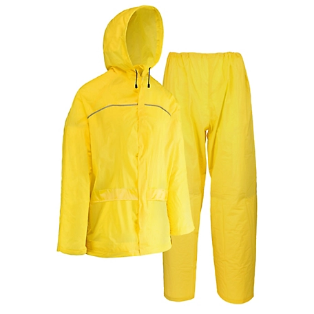 Blue Mountain Unisex Polyester Rain Suit Jacket and Pants Set, Yellow