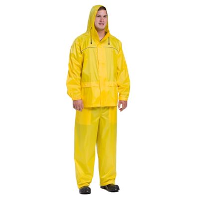 Image showing  Unisex Adult Hi-Vis Polyester Rain Suit Jacket and Pants Set, Yellow