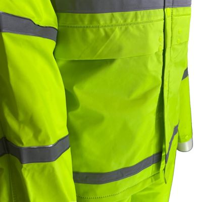 Image showing 6 th Blue Mountain Unisex Adult Hi-Vis Polyester Rainsuit Jacket and Bib Set, Green