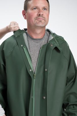 Image showing  Unisex Adult PVC Rain Jacket, Olive Green
