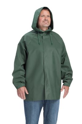 Image showing  Unisex Adult PVC Rain Jacket, Olive Green