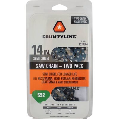 CountyLine 14 in. Semi-Chisel Chainsaw Chains, 3/8 in. Pitch, 0.050 in. Gauge, 52 Drive Links, 2-Pack, 15052X2TSC