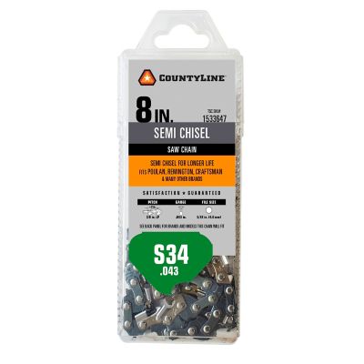 CountyLine 8 in. Semi-Chisel Chainsaw Chain, 3/8 in. Pitch, 0.043 in. Gauge, 34 Drive Links, 14334TSC