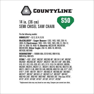 Image showing  14 in. Semi-Chisel Chainsaw Chain, 3/8 in. Pitch, 0.050 in. Gauge, 50 Drive Links, 15050TSC