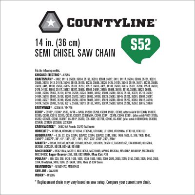 Image showing  14 in. Semi-Chisel Chainsaw Chain, 3/8 in. Pitch, 0.050 in. Gauge, 52 Drive Links, 15052TSC