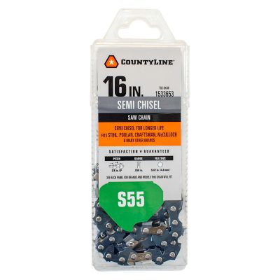 CountyLine 16 in. Semi-Chisel Chainsaw Chain, 3/8 in. Pitch, 0.050 in. Gauge, 55 Drive Links, 15055TSC